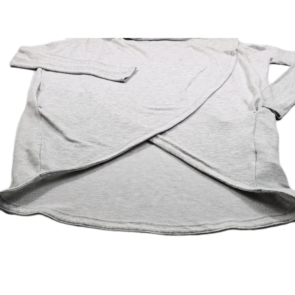 ATHLETA Purana Wrap Sweatshirt Med Hoodie Draped Pullover Modal Blend Light Gray